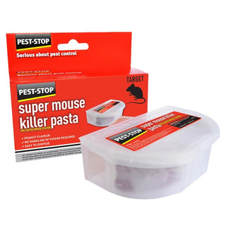 Pest stop super mouse killer station in front of the bait