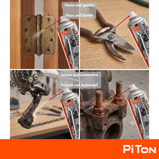 PiTon Multipurpose Lubricant Spray - 400ml - Deep Penetrating Anti-Rust & Corrosion Protection - Long-Lasting Protective Film - Universal Use