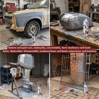 BIODUR Automotive Acryl Primer Spuitbus - Grijs - 500ml - Sneldrogend - Roestwerend - Hoge Hechting Grondverf - Carrosserie, Kunststof & Metaal