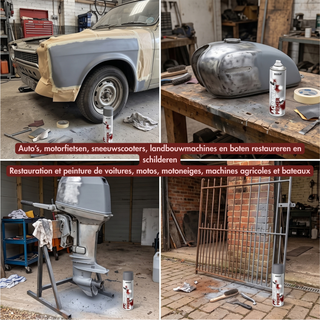 BIODUR Automotive Acryl Primer Spuitbus - Grijs - 500ml - Sneldrogend - Roestwerend - Hoge Hechting Grondverf - Carrosserie, Kunststof & Metaal
