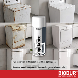 BIODUR Home Appliances Acrylic Spray Paint - White Gloss - 400ml - Water & Scratch Resistant - No Primer Required