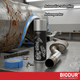 BIODUR High Temp Aluminium Zinc Aerosol Spray - 400ml - Anti Rust - Heat Resistant up to 350°C - Quick Dry - UV & Weather Resistant - Indoor/Outdoor