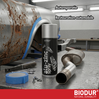 BIODUR High Temp Aluminium Zinc Aerosol Spray - 400ml - Anti Rust - Heat Resistant up to 350°C - Quick Dry - UV & Weather Resistant - Indoor/Outdoor