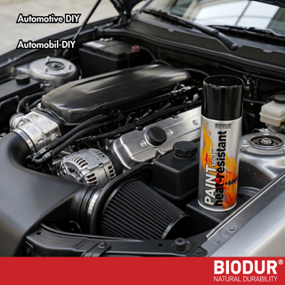 BIODUR Hitzebeständige Silikon-Sprühfarbe – 400 ml – Bis 600 °C – Rostschutz – Wetterbeständig – Innen/Außen