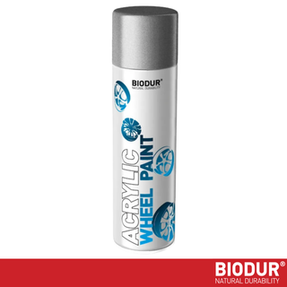 BIODUR Metallic Silver Acrylic Wheel Rim Spray Paint - 500ml - Anti Abrasion & Corrosion - Strong Adhesion - UV & Weather Resistant