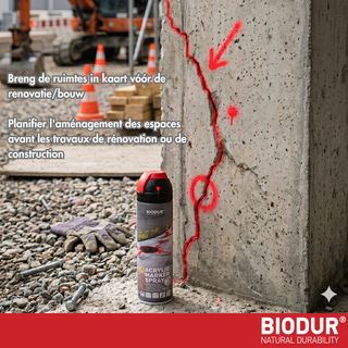 BIODUR Acrylic Inverted Construction Marking Spray Paint - 500 ml - Fluorescent - Weather/UV-resistant - Quick-drying - High visibility