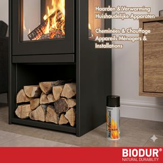 BIODUR Hitzebeständige Silikon-Sprühfarbe – 400 ml – Bis 600 °C – Rostschutz – Wetterbeständig – Innen/Außen