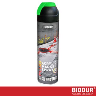 BIODUR Acryl Markeerspray - 500 ML - Fluorescerend - 360 graden Ventiel - Weer/UV-bestendig - Sneldrogend - Hoge zichtbaarheid