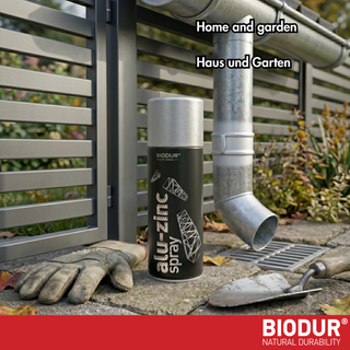 BIODUR High Temp Aluminium Zinc Aerosol Spray - 400ml - Anti Rust - Heat Resistant up to 350°C - Quick Dry - UV & Weather Resistant - Indoor/Outdoor