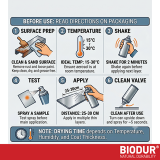 BIODUR High Temp Aluminium Zinc Aerosol Spray - 400ml - Anti Rust - Heat Resistant up to 350°C - Quick Dry - UV & Weather Resistant - Indoor/Outdoor