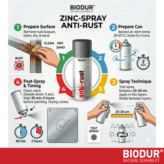 BIODUR High Temp Zinc Aerosol Spray - 400ml - Anti Rust - Heat Resistant up to 400°C - Quick Dry - UV and Weather Resistant - Indoor/Outdoor