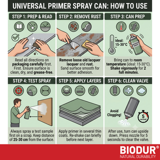 BIODUR Universal Acrylic Primer Spray Can - Grey - 400 ml - Anti-Rust - High-Fill - Quick Dry - Indoor & Outdoor