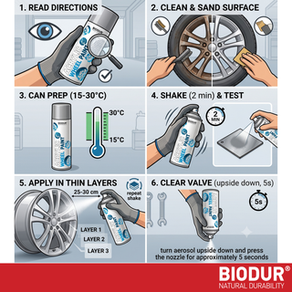 BIODUR Metallic Silver Acrylic Wheel Rim Spray Paint - 500ml - Anti Abrasion & Corrosion - Strong Adhesion - UV & Weather Resistant