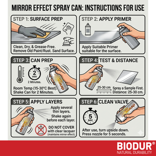 BIODUR Mirror Gold Chrome Effect Spray Paint - 400 ml - High-Gloss Metallic - Quick Dry - Interior Decor Use
