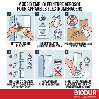 BIODUR Home Appliances Acrylic Spray Paint - White Gloss - 400ml - Water & Scratch Resistant - No Primer Required