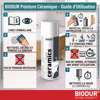 BIODUR Sanitairlak Spuitbus - Keramiek & Emaille - Wit Hoogglans - 400ml - Water- & krasvast - Zonder primer