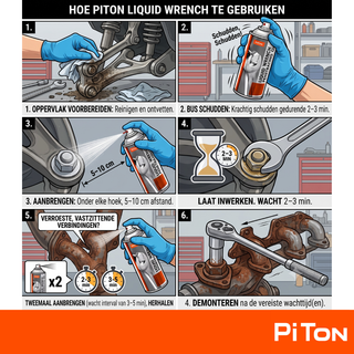 PiTon Liquid Wrench Penetrating Oil Spray - 150ml - Fast Acting Rust Penetrant - Unseizes Joints & Bolts - Heavy Duty MoS2 Moly Lubricant