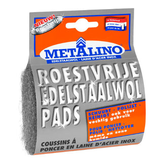 Metalino Edelstaalwol Pads, kwaliteit extra fijn (2st)