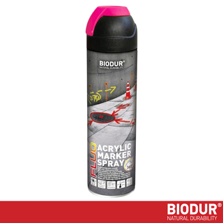 BIODUR Acrylic Inverted Construction Marking Spray Paint - 500 ml - Fluorescent - Weather/UV-resistant - Quick-drying - High visibility