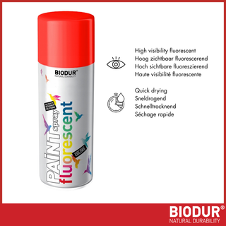 BIODUR Fluorescerende Neon Acryl Spuitverf - 400ml - Hoge Dekkracht - Sneldrogend - Weerbestendig - Multi-Oppervlak Binnen & Buiten