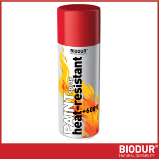 BIODUR Hitzebeständige Silikon-Sprühfarbe – 400 ml – Bis 600 °C – Rostschutz – Wetterbeständig – Innen/Außen