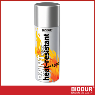 BIODUR Hitzebeständige Silikon-Sprühfarbe – 400 ml – Bis 600 °C – Rostschutz – Wetterbeständig – Innen/Außen