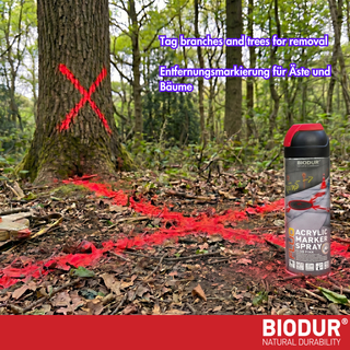 BIODUR Acrylic Inverted Construction Marking Spray Paint - 500 ml - Fluorescent - Weather/UV-resistant - Quick-drying - High visibility