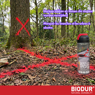 BIODUR Acrylic Inverted Construction Marking Spray Paint - 500 ml - Fluorescent - Weather/UV-resistant - Quick-drying - High visibility