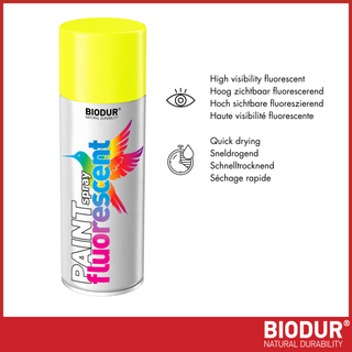 BIODUR Fluorescerende Neon Acryl Spuitverf - 400ml - Hoge Dekkracht - Sneldrogend - Weerbestendig - Multi-Oppervlak Binnen & Buiten