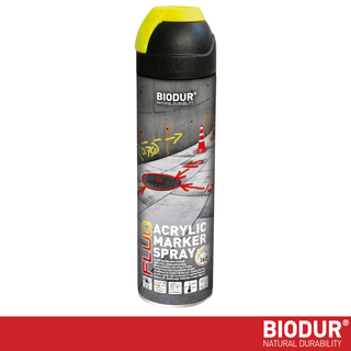 BIODUR Acrylic Inverted Construction Marking Spray Paint - 500 ml - Fluorescent - Weather/UV-resistant - Quick-drying - High visibility