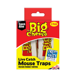 The Big Cheese Live Catch Mouse Traps Twin Pack - Pre-Baited & Ready to Use 1x3 pc
