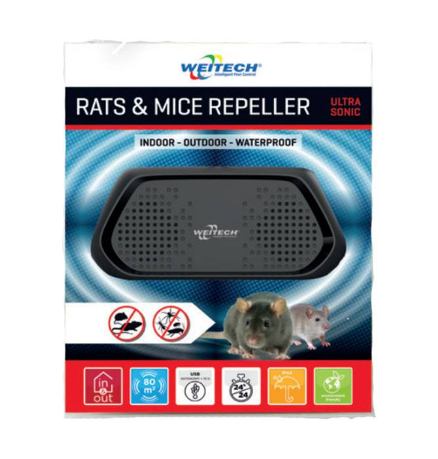 Weitech Ultrasonic Rats & Mice Repeller (Indoor - Outdoor - Waterproof)